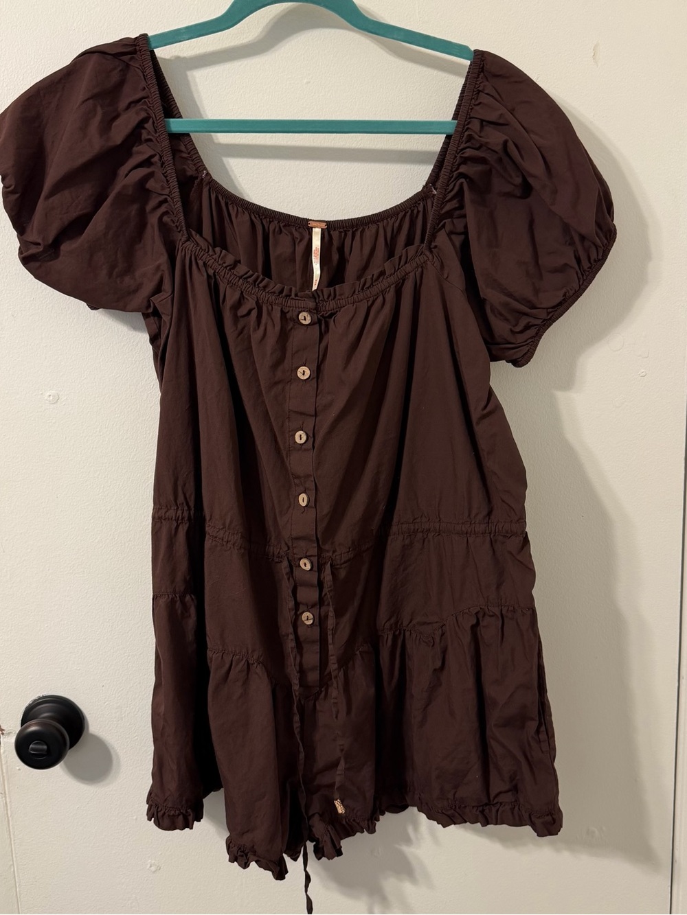 Free People Brown Button-Down Romper Size Medium
